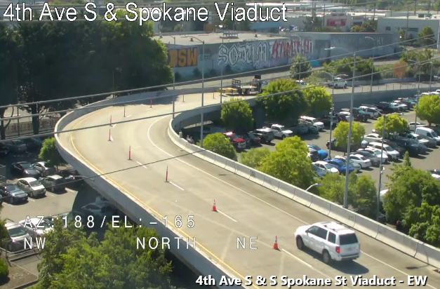 Spokane St viaduct EB Offramp के 4th Ave S. के
