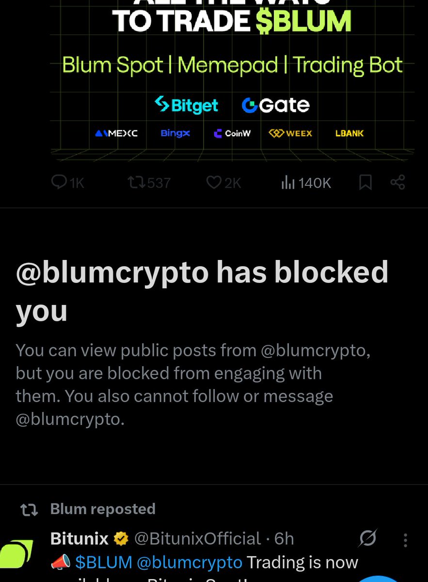bingbolsolana's tweet image. Lol Scammer $Blum  😂

BLUM  will never back Green chart. 

Don't lose your money, Don't tread anything on BLUM memepad. 

See  why? 👇

They are randomly blocked pepole who are saying the truth about Blum SCAMING.