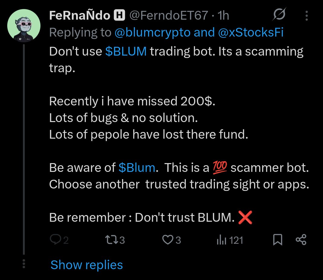 bingbolsolana's tweet image. Lol Scammer $Blum  😂

BLUM  will never back Green chart. 

Don't lose your money, Don't tread anything on BLUM memepad. 

See  why? 👇

They are randomly blocked pepole who are saying the truth about Blum SCAMING.