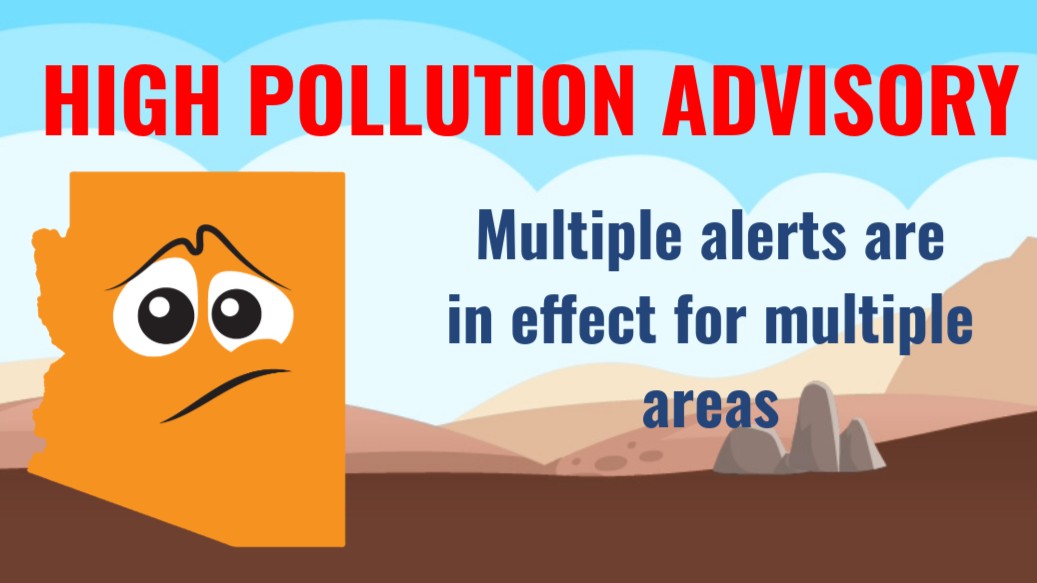 Multiple High Pollution Advisories (HPAs) are in effect in the state July 1, 2025. 

Hourly forecast ➡️ bit.ly/ADEQForecasts

#ParticulateMatter pollution explained ➡️ bit.ly/PMexplained

#AZAirAware #azwx