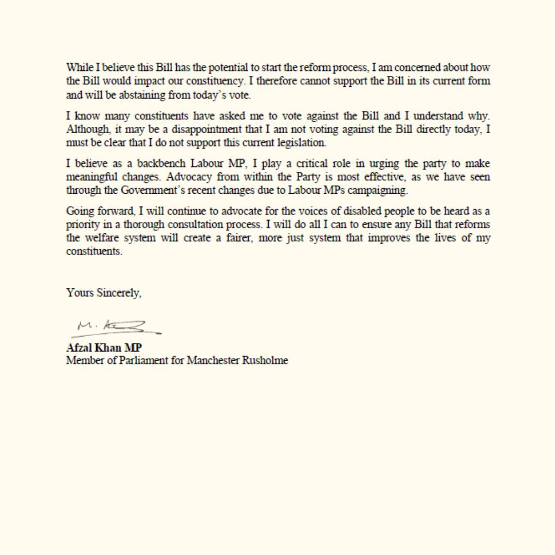 I’ve listened to constituents' concerns and I will not be voting in support of the Welfare Reform Bill. Read my statement below 👇