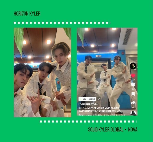 SolidH7NKyler's tweet photo. [🌟]NOVA
HORI7ON KYLER TIKTOK UPDATE
Just vibin’ with HORI7ON VINCI and HORI7ON WINSTON 😎
J-Hope got us movin fr

Killin' it 🕺

#AlwayswithKYLER
#HORI7ON #호라이즌 
#HORI7ON_KYLER
@HORI7ONofficial https://t.co/tPotB19JcR