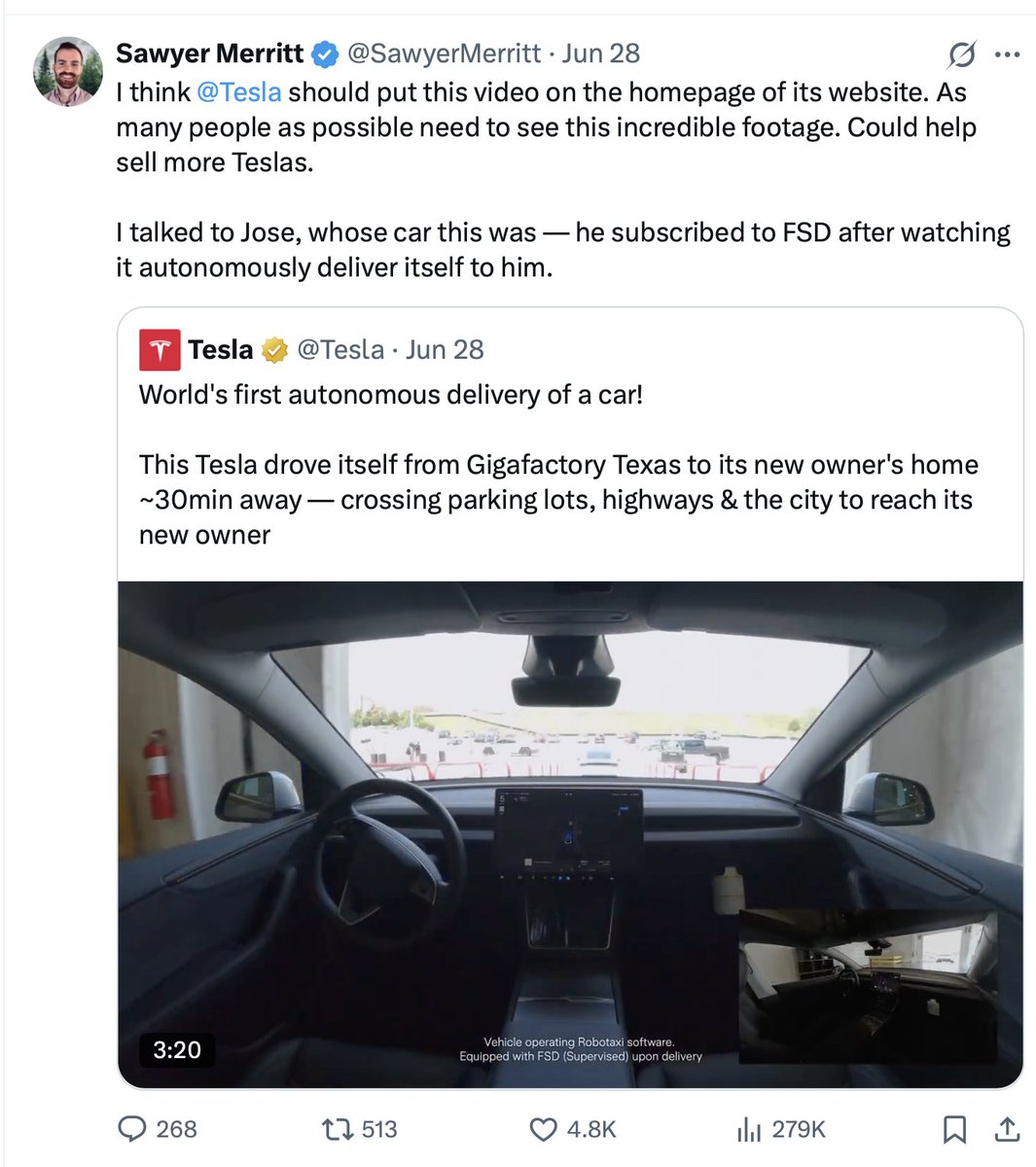 UPDATE: Tesla just put this video on their website homepage 🔥