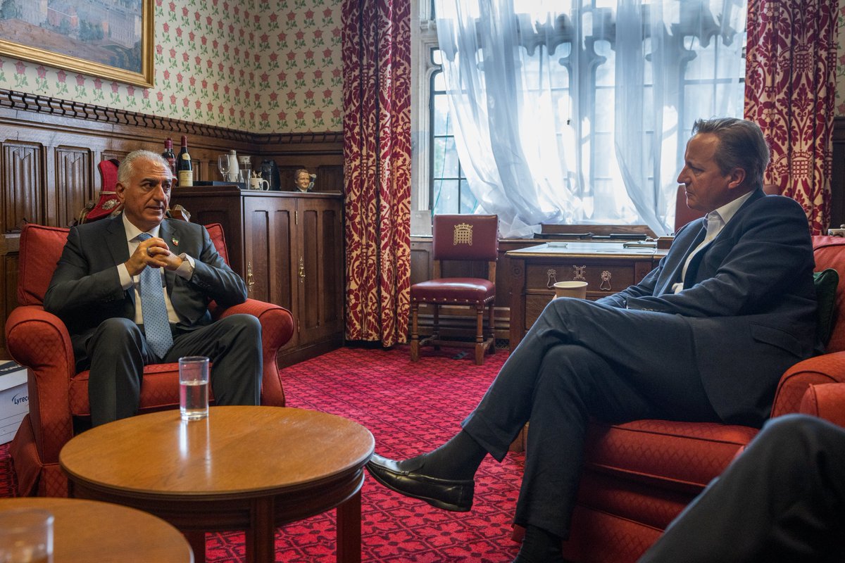 Reza Pahlavi (@pahlavireza) on Twitter photo I was glad to meet with <a href="/David_Cameron/">David Cameron</a> to discuss my compatriots' fight for freedom, democracy, and dignity. Thank you for your support for the people of Iran, Lord Cameron. I was glad to meet with <a href="/David_Cameron/">David Cameron</a> to discuss my compatriots' fight for freedom, democracy, and dignity. Thank you for your support for the people of Iran, Lord Cameron.