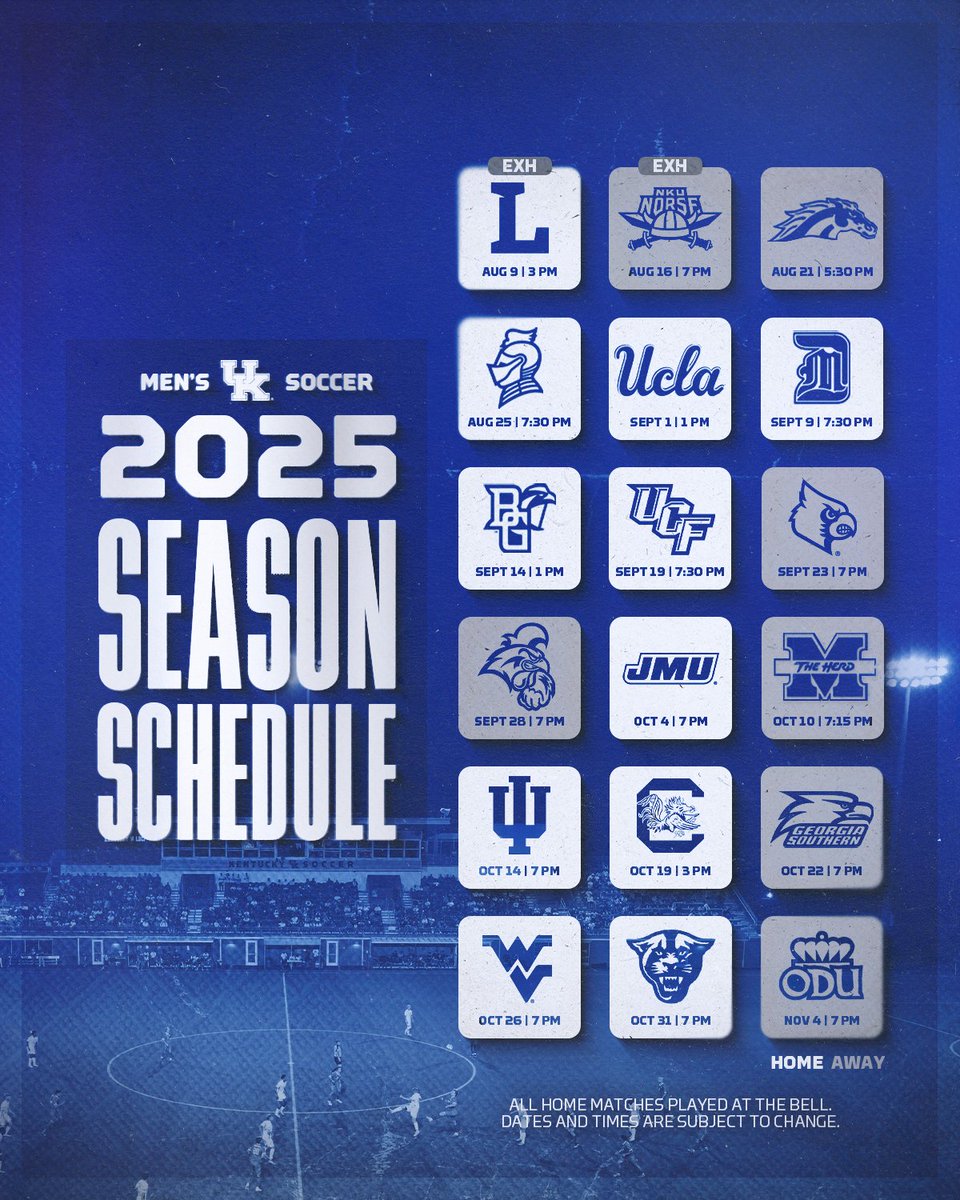Mark your calendars 📅

🚨 The 2025 season schedule is here 🚨

📍 Season opener at Western Michigan (Aug. 21)
🏠 Home opener vs. Bellarmine (Aug. 25)
🏆 Sun Belt Tournament (Nov 9-16)

#WeAreUK | #GBED
