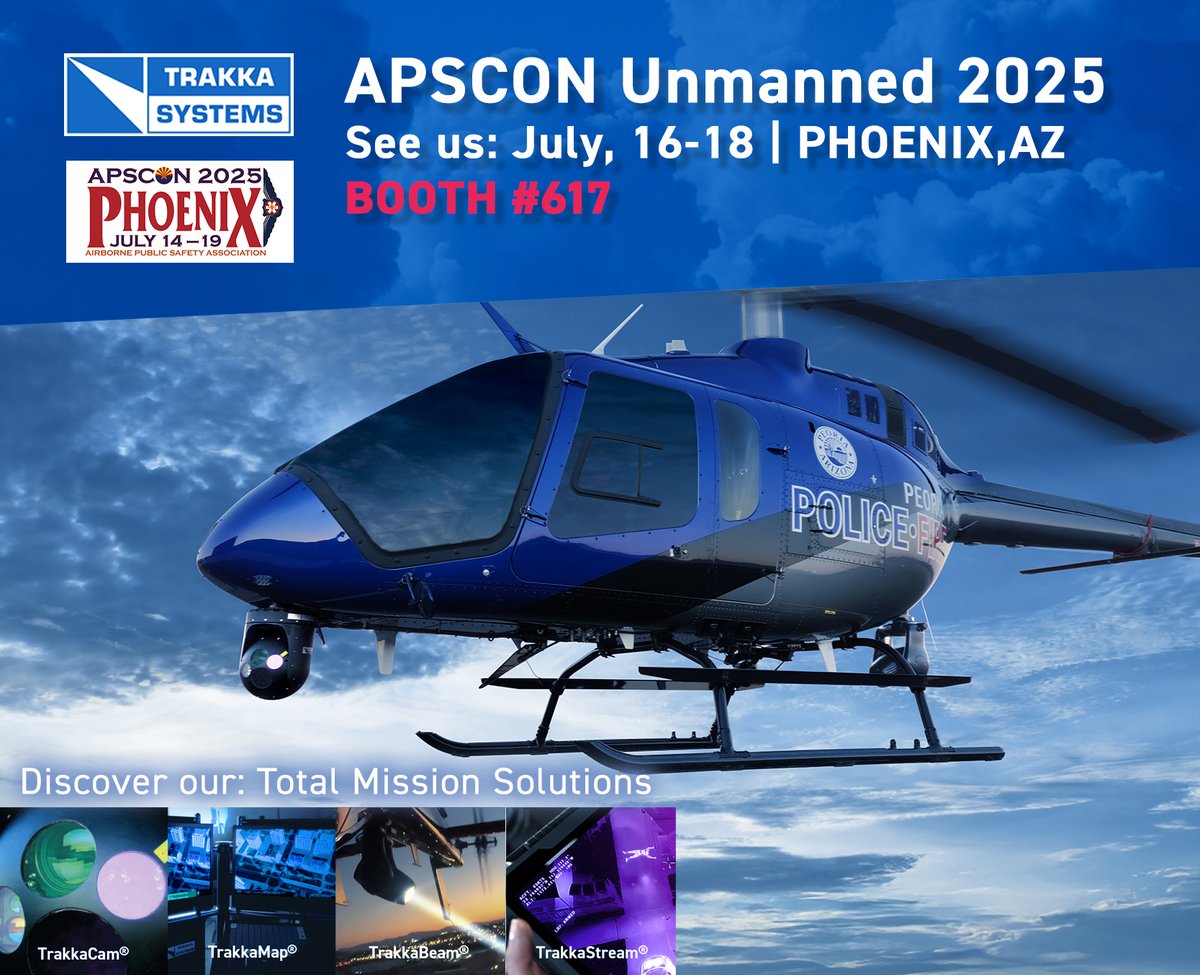 Trakka Systems (@trakkasystems) on Twitter photo Join <a href="/TrakkaSystems/">Trakka Systems</a> at #APSCON Unmanned 2025 (July 14-18) in Phoenix Arizona! We will be set up in booth #617 ready to discuss our #TotalMissionSolutions.
🚁Cannot meet us at APSCON? Contact us Directly Here: trakkasystems.com/contact/ Join <a href="/TrakkaSystems/">Trakka Systems</a> at #APSCON Unmanned 2025 (July 14-18) in Phoenix Arizona! We will be set up in booth #617 ready to discuss our #TotalMissionSolutions.
🚁Cannot meet us at APSCON? Contact us Directly Here: trakkasystems.com/contact/