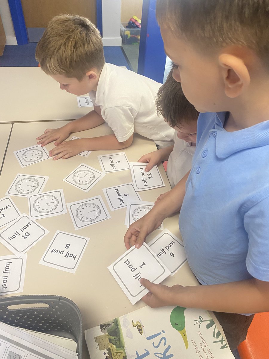Great team work in Year 1 matching the clocks and times.