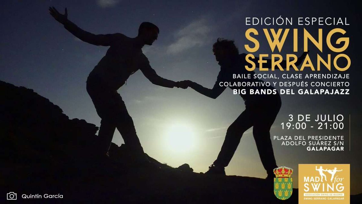 SWING SERRANO GALAPAGAR
Edición Especial con Galapajazz
Jueves 03/07/25 19:00-21:00 
Clase y Baile Social antes del concierto. Gratis
!Te esperamos!
madforswing.es/evento/swing-s…

#SomosMADfoSwing