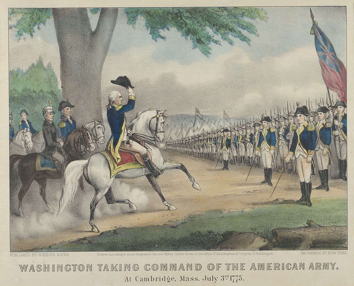 July 3, 1775 - During the American Revolution, George Washington took command of the Continental Army at Cambridge, Massachusetts.