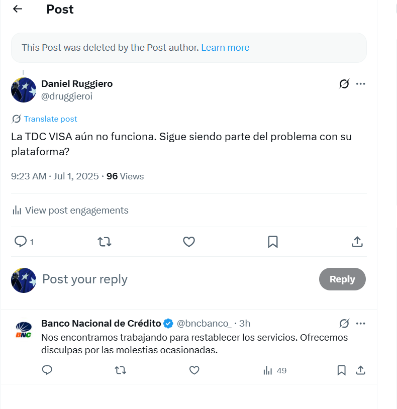 druggieroi's tweet photo. @bncbanco_ No entiendo por qué eliminaron mi mensaje https://t.co/PAg4IZnaMg