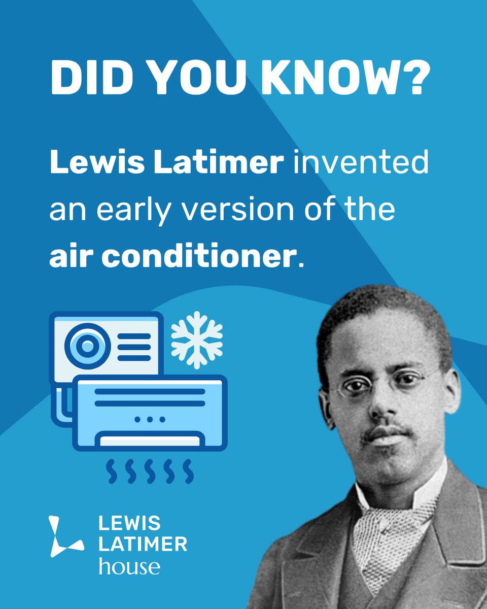 LatimerHouse's tweet image. Today is air conditioning appreciation day! As the summer heat is in full swing, we’re grateful for the innovators who have contributed to the creation of modern air conditioning units, including #LewisLatimer!
Visit our website to learn more about Latimer’s inventions.