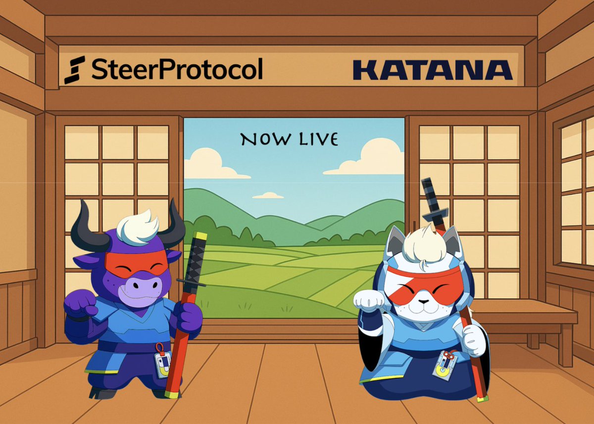 ⚔️ Steer is live on <a href="/katana/">katana ⚔️</a> — powering liquidity for the next wave of Agglayer ecosystems.

Steer Smart Pools + <a href="/SushiSwap/">Sushi.com</a> are now live – building the deepest markets on Katana through seamless automated liquidity management. ⚔️

app.steer.finance/katana