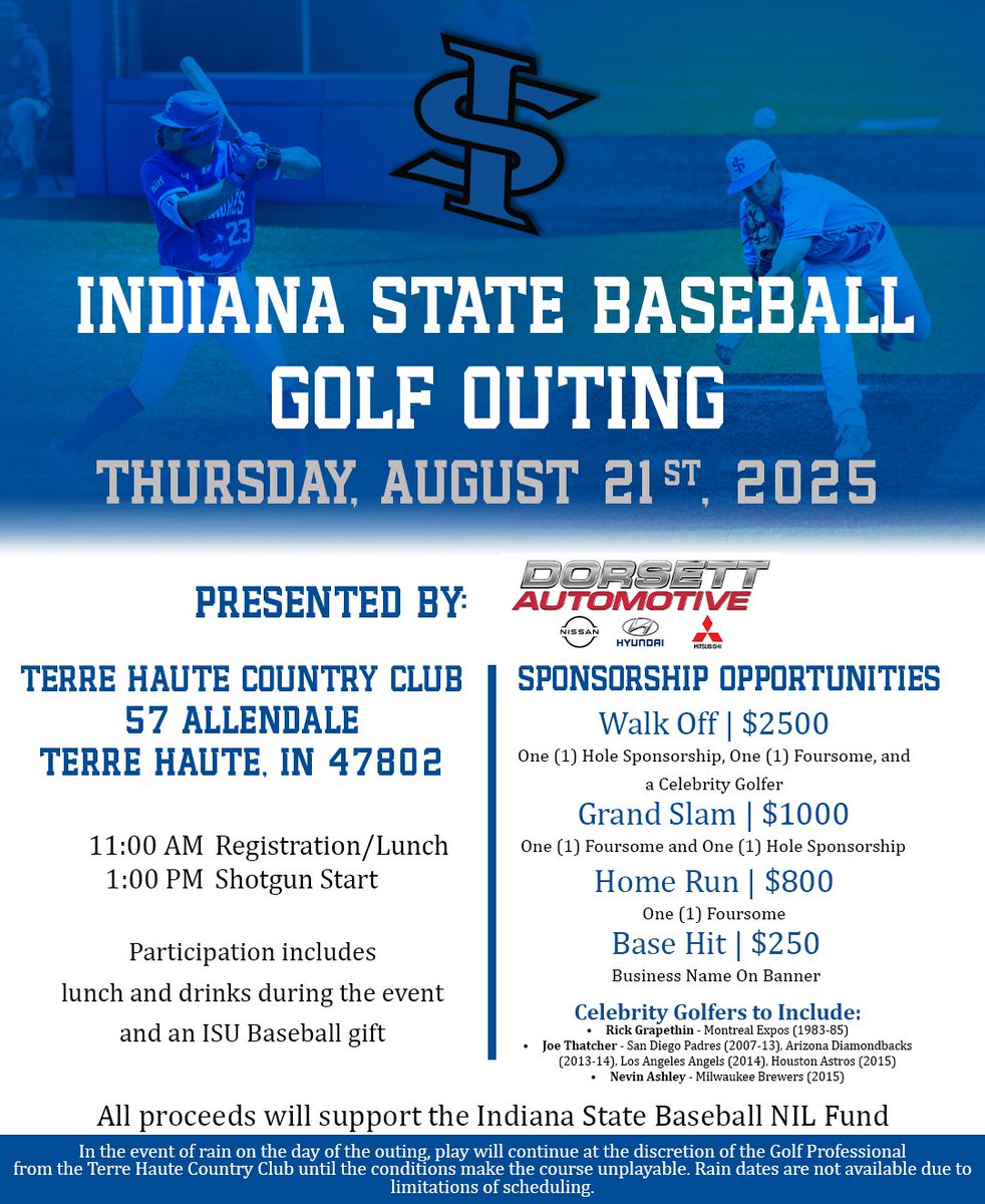 IndStBaseball's tweet image. Sycamore Baseball Golf Outing set for August 21
tinyurl.com/mw7aa2kf
#MarchOn