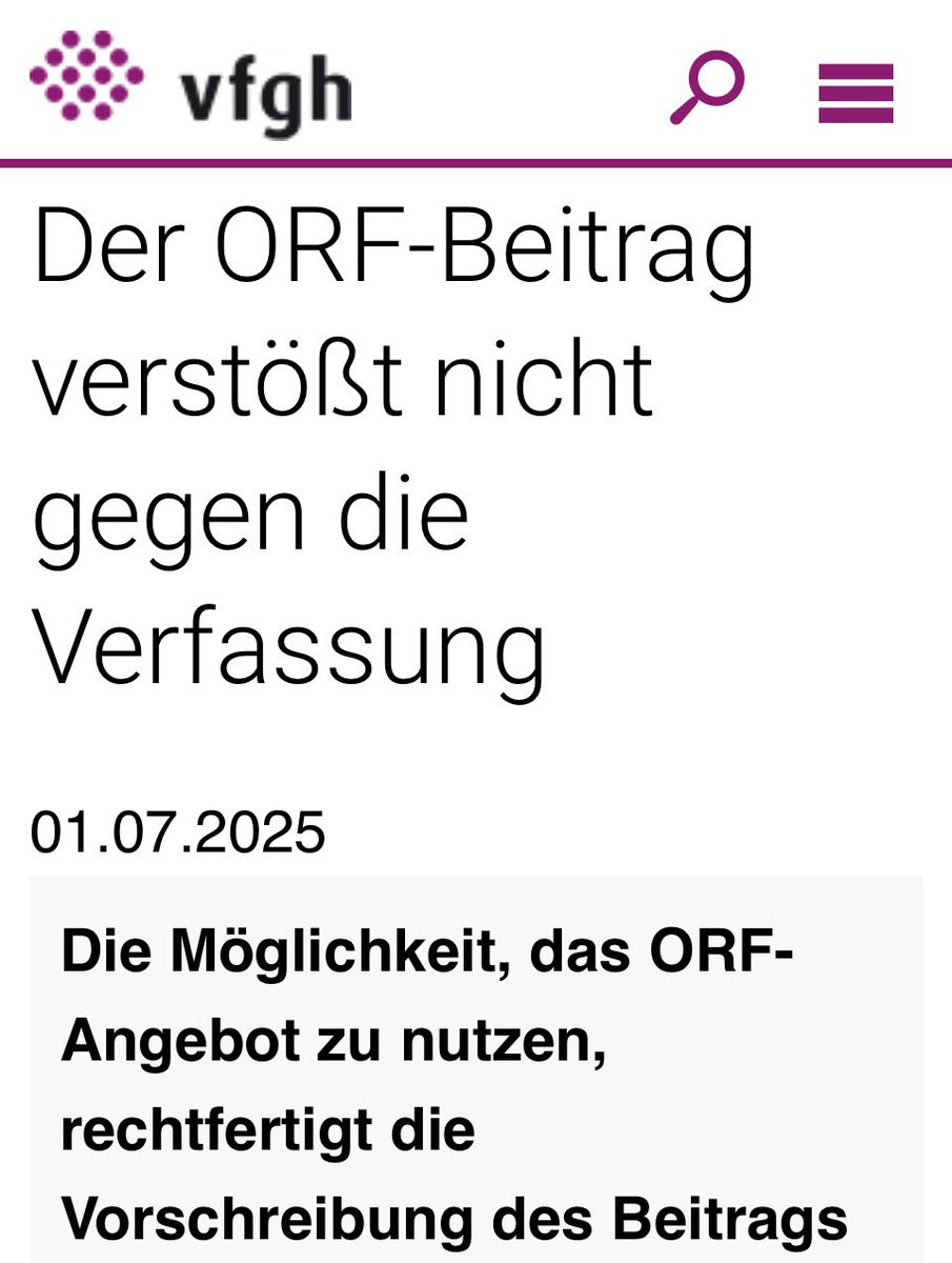Beneder.Media (@rabeneder) on Twitter photo Verstösst der ORF- Zwangsbeitrag gegen einfache Gesetze und EU-Recht?
Das bleibt noch zu prüfen! Video folgt demnächst!
😎⚖️
#vwgh
#orf
#obs
<a href="/FMachl/">Florian Machl</a>
<a href="/Schmitt_News/">Richard Schmitt</a>
<a href="/exxpressat/">exxpress</a>
<a href="/luciammann/">Lucas Ammann</a>
<a href="/Heute_at/">heute.at</a>
<a href="/krone_at/">Kronen Zeitung</a>
<a href="/KURIERat/">KURIER</a>
<a href="/derStandardat/">DER STANDARD</a>
<a href="/DiePressecom/">Die Presse</a>
<a href="/FPOE_TV/">FPÖ</a>
<a href="/AUF1TV/">AUF1</a> Verstösst der ORF- Zwangsbeitrag gegen einfache Gesetze und EU-Recht?
Das bleibt noch zu prüfen! Video folgt demnächst!
😎⚖️
#vwgh
#orf
#obs
<a href="/FMachl/">Florian Machl</a>
<a href="/Schmitt_News/">Richard Schmitt</a>
<a href="/exxpressat/">exxpress</a>
<a href="/luciammann/">Lucas Ammann</a>
<a href="/Heute_at/">heute.at</a>
<a href="/krone_at/">Kronen Zeitung</a>
<a href="/KURIERat/">KURIER</a>
<a href="/derStandardat/">DER STANDARD</a>
<a href="/DiePressecom/">Die Presse</a>
<a href="/FPOE_TV/">FPÖ</a>
<a href="/AUF1TV/">AUF1</a>