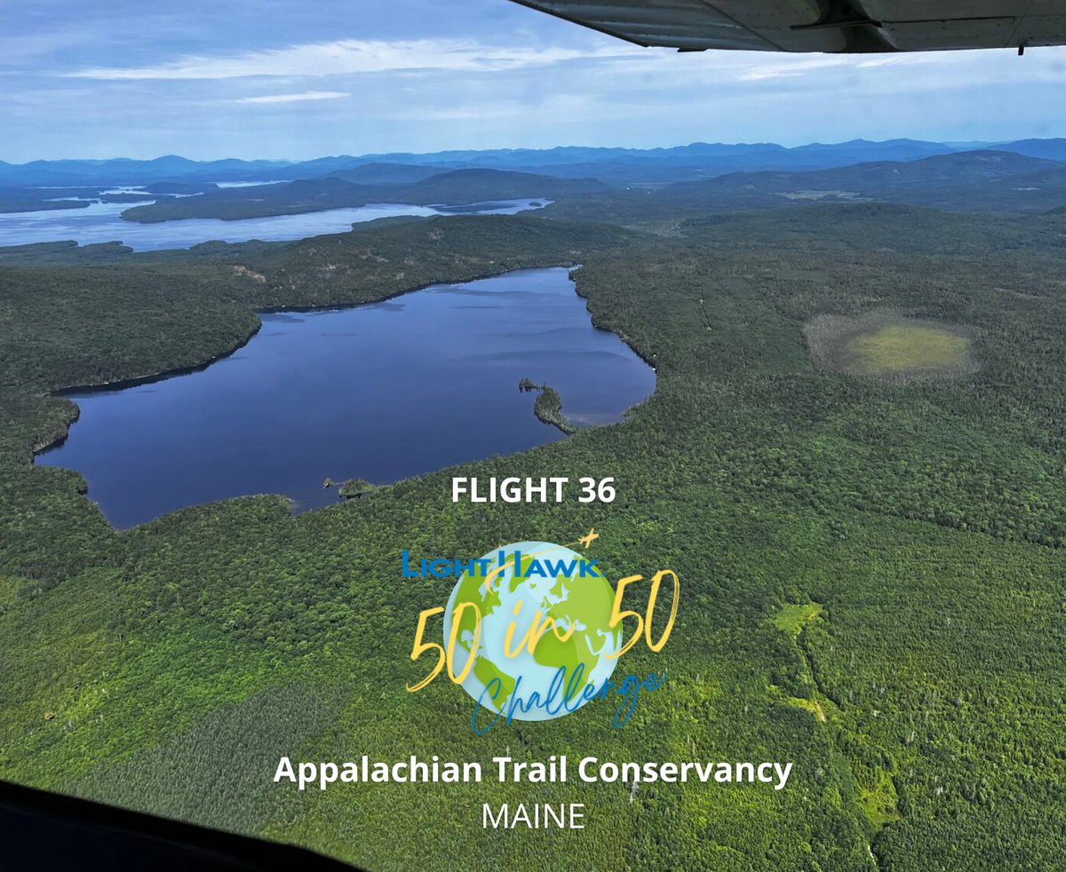 lighthawk_org's tweet image. 🛩️ Flight 36 of our #50in50Challenge flew over Maine’s legendary 100-Mile Wilderness.

With @Appalachian_Trail, we gathered aerial video to help monitor corridor conditions—saving time, resources &amp;amp; supporting long-term trail stewardship.

#LightHawk #ConservationInFlight #ATC