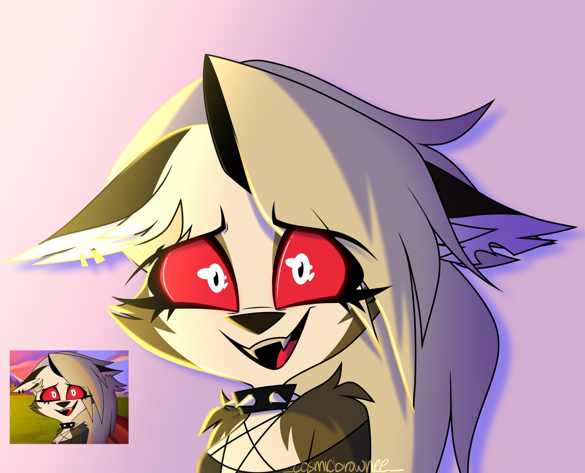 _cosmicbrownee_'s tweet image. Redrew that gorgeous shot of Loona from the latest short! 
🩶🐺✨

#helluvaboss #helluvabossart #helluvabossfanart #loona #loonafanart #helluvabossloona #loonahelluvaboss