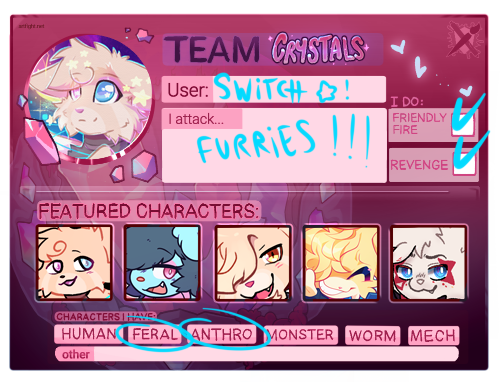 REMINDER THAT AS ALWAYS, I'M ALSO DOING ARTFIGHT THIS YEAR GGRRRAAAHHHH

artfight.net/~Switchblaze