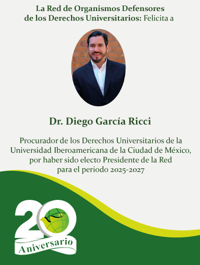 Muy agradecido con mis homólogas y homólogos de la Red de Organismos Defensores de los Derechos Universitarios(REDDU) por haberme electo como su Presidente para el periodo 2025-2027. Será un honor encabezar esta Red defensora de derechos y libertades en las universidades del país