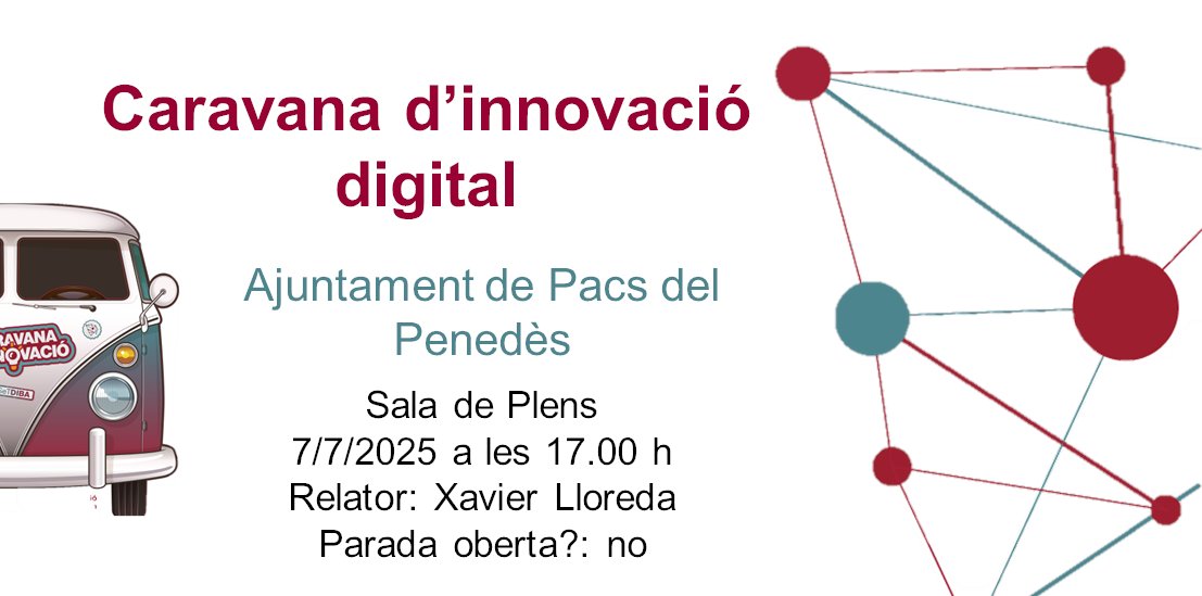 1⃣ Primer farà parada 🚏 a l'Ajuntament de #PacsdelPenedès per conèixer el projecte "Acompanyament prOACtiu km0", una iniciativa que obre 🗝️ l'Ajuntament a la ciutadania i que compta amb #XavierLloreda, de l'Ajuntament de <a href="/lesfranqueses/">Ajuntament de les Franqueses</a> com a relator 🎙️