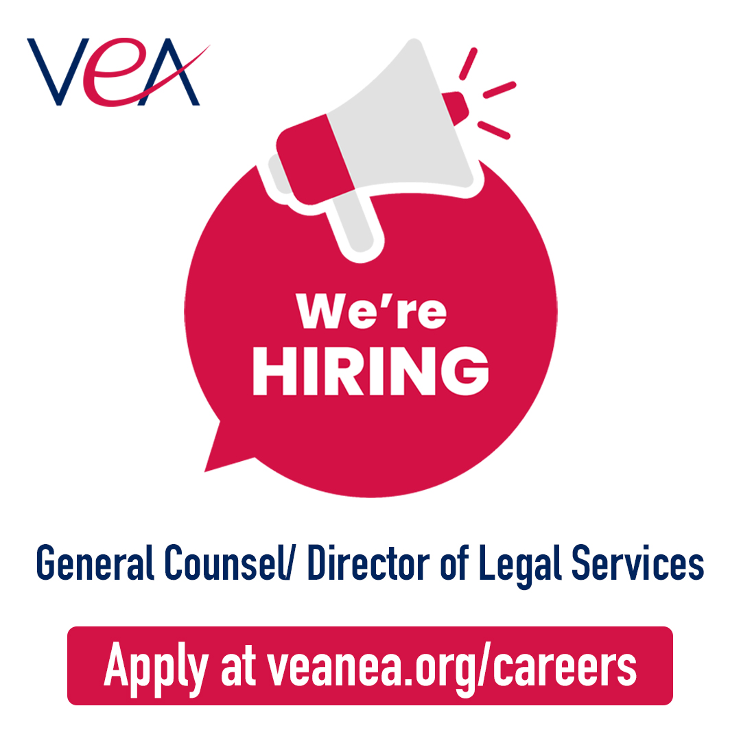 We’re hiring! VEA is currently seeking qualified candidates for the position of General Counsel/ Director of Legal Services. Learn more and apply here ⬇️
vea.link/ghI