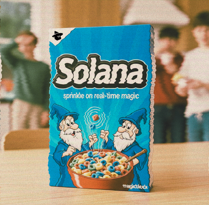 McMishu22's tweet photo. Who wants a taste of my new Solana + @magicblock cereals - Limited Edition - get em while they're still on the shelf #Magicnet https://t.co/F82KjYlq2D