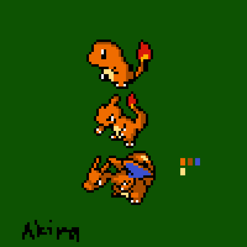 akirahirotakaYT's tweet photo. OTSUKIWA~ 

baldkira arc is coming, time to learn how to draw hair LMAO (btw, the charmander one has reference for everyone to use <3) #AkiraHirotaka #hiroARTaka #pixelart #ドット絵 https://t.co/yCUWLR6bno