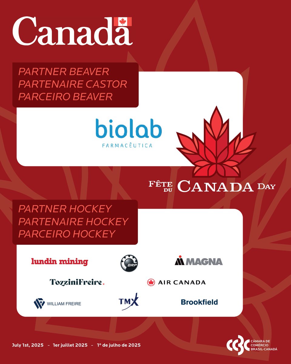 🇨🇦✨C’est la #FêteduCanada — un moment pour célébrer la communauté, l’inclusion et les valeurs que nous partageons !

En cette journée spéciale, nous remercions chaleureusement nos partenaires officiels, dont la collaboration généreuse rend possible la célébration d’aujourd’hui🍁