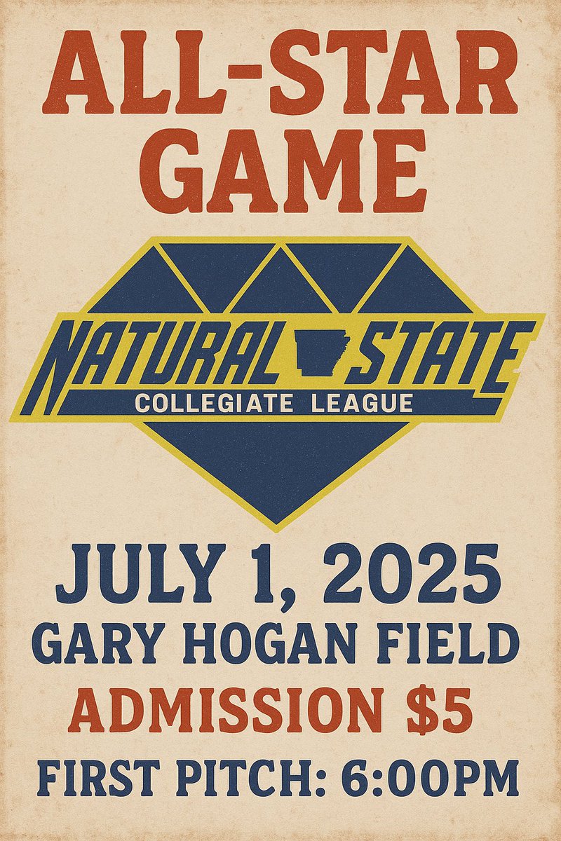 📆 July 1, 2025
📍Gary Hogan Field (<a href="/LittleRockBSB/">Little Rock Trojan Baseball</a>)
⏰️6:00pm
🎟 $5