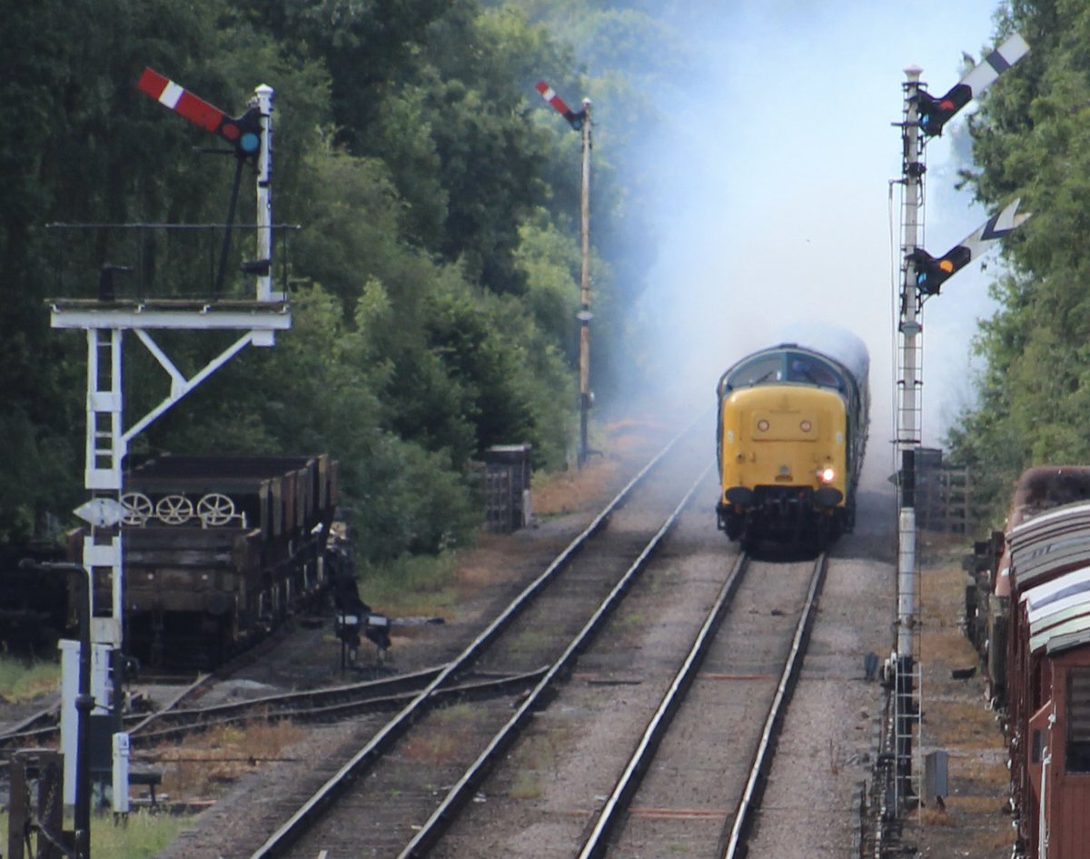 <a href="/DelticPS/">Deltic Preservation</a> 55019 spent today travelling <a href="/GcrGreat/">Great Central Railway</a> with a film crew on the veranda coach . Including some two engine action and higher permissible speeds. Here approaching Quorn and Woodhouse heading for Loughborough Central.