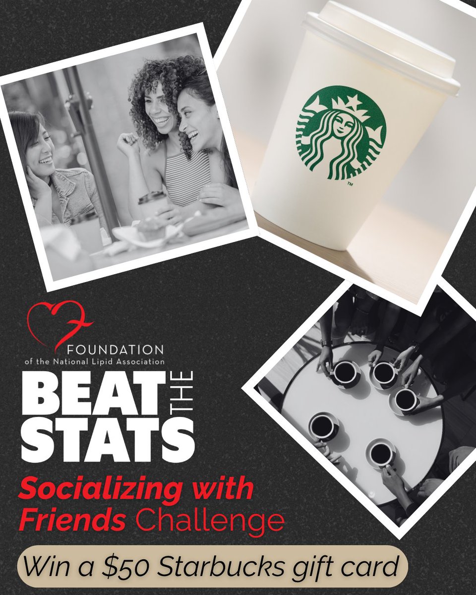 foundationofnla's tweet image. There’s still time to join this week’s #BeatTheStats challenge!
Spending time with friends isn’t just fun — it’s great for your well-being. Log your social hours in the Yumuuv app for a chance to win a $50 Starbucks gift card!
Join now: yumuuv.com/en/get (code: LIPID-MOVES)