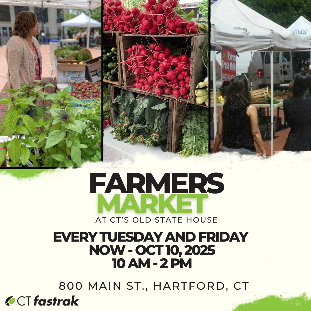 CTfastrak (@ctfastrak) on Twitter photo Market Days Made Easy ๐ฅ ๐
๐ฝ ๐
CTfastrak drops you steps from local produce, fresh flowers, and summer vibes at the Old State House Farmers Market. ๐
๐ A short walk from the Travelers stop
๐ธ <a href="/CTOldStateHouse/">Connecticut's Old State House</a> Market Days Made Easy ๐ฅ ๐
๐ฝ ๐
CTfastrak drops you steps from local produce, fresh flowers, and summer vibes at the Old State House Farmers Market. ๐
๐ A short walk from the Travelers stop
๐ธ <a href="/CTOldStateHouse/">Connecticut's Old State House</a>