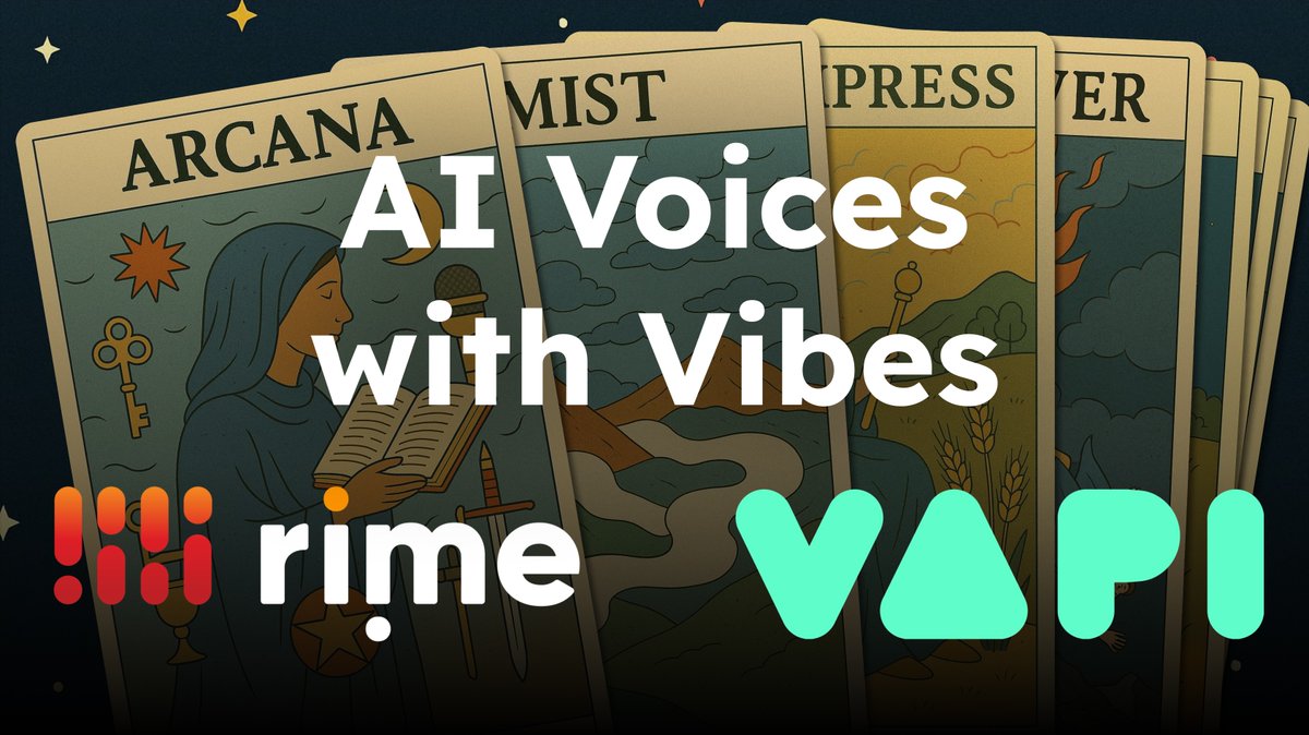 🚨 Arcana is on <a href="/Vapi_AI/">Vapi</a> 🚨 

Rime’s next-gen Arcana model is now integrated on <a href="/Vapi_AI/">Vapi</a>. There's no faster way to launch a human-level AI voice agent! 

🔮 Hyper-realistic speech: sighs, laughs, code-switching, and nuanced emotions
⚡ Faster-than-real-time synthesis: 200ms