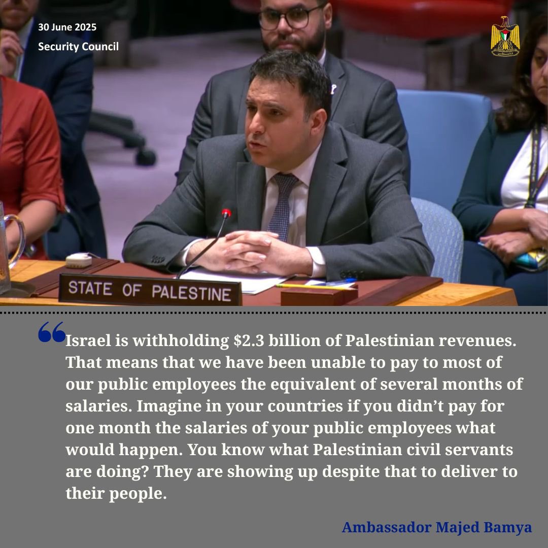 At the Security Council debate on the implementation of resolution 2334, Ambassador Majed Bamya explained: