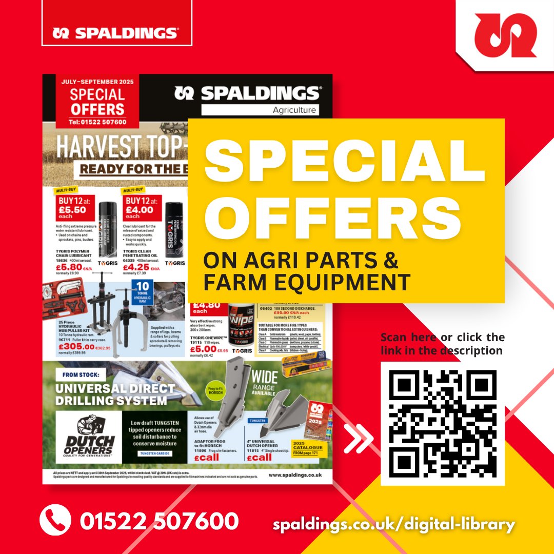 Spaldings's tweet image. 🌞 Summer&apos;s here—and so are the savings!
Grab hot deals on harvest essentials, seed spreaders, drill parts, cultivation gear &amp;amp; more.
🛒 Browse the offers: isu.pub/aLONwlC
📞 Call 01522 507600 or visit spaldings.co.uk/products/curre…

#Farming #Agriculture #SummerDeals