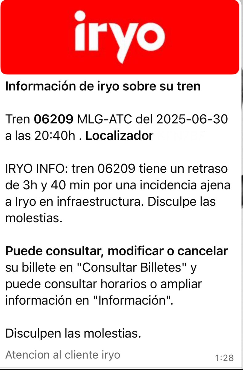 alvarodeolmedo's tweet photo. La pesadilla que vivimos anoche parece sacada de una película de terror.

Nuestro tren 06209 @iryo_eu salió de Málaga a las 20:40h, puntual. Lo que no imaginábamos era que, menos de una hora después, estaríamos parados en medio de la nada. (1/5) https://t.co/AbU1hr1oPj