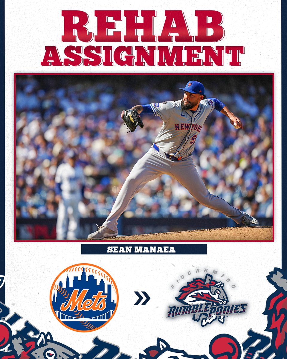 Binghamton Rumble Ponies (@rumbleponiesbb) on Twitter photo LHP <a href="/Mets/">New York Mets</a> Sean Manaea has been sent to the Binghamton Rumble Ponies on a Rehab Assignment!
🎠 x #NeedForSteed LHP <a href="/Mets/">New York Mets</a> Sean Manaea has been sent to the Binghamton Rumble Ponies on a Rehab Assignment!
🎠 x #NeedForSteed