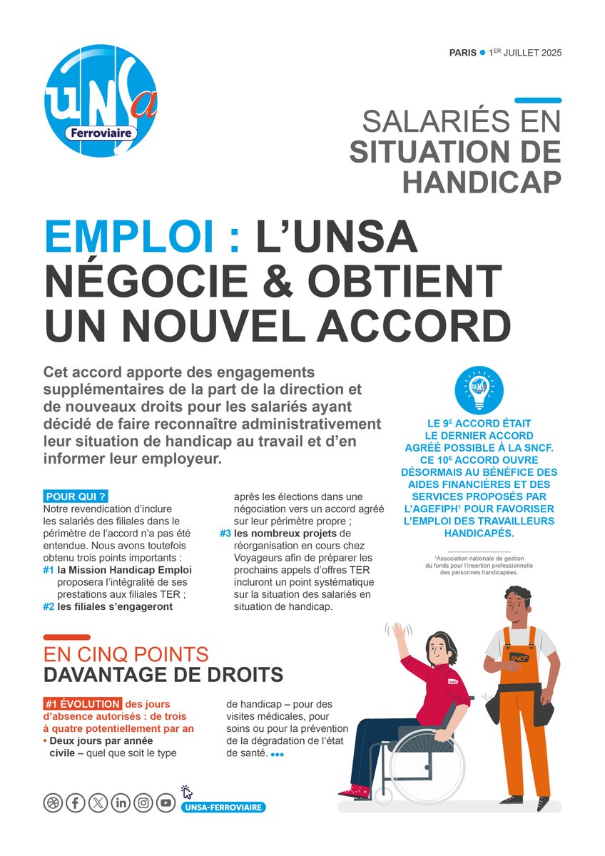 UNSAFerro_Off's tweet photo. // EMPLOI // Par la négociation, l'@UNSAFerro_Off obtient un nouvel accord en faveur des salariés #SNCF en situation de handicap ❗️ #PlusDeDroits #TH #UnsaVousInforme
En savoir plus ▶ https://t.co/W6XlCR9yHw https://t.co/AyAYaln41P