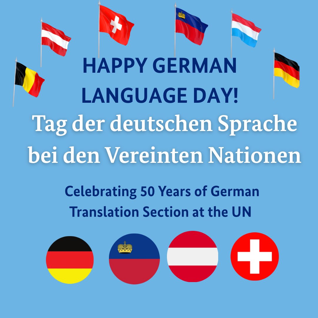 Germany in the United Nations (@germanyun) on Twitter photo It‘s #GermanLanguageDay at the UN! A language shared by various member states and spoken by at least 130 million native-speakers and learners. 
For 50 years, the UN German Translation Section has promoted multilingualism at the UN 🇺🇳 Herzlichen Glückwunsch! It‘s #GermanLanguageDay at the UN! A language shared by various member states and spoken by at least 130 million native-speakers and learners. 
For 50 years, the UN German Translation Section has promoted multilingualism at the UN 🇺🇳 Herzlichen Glückwunsch!