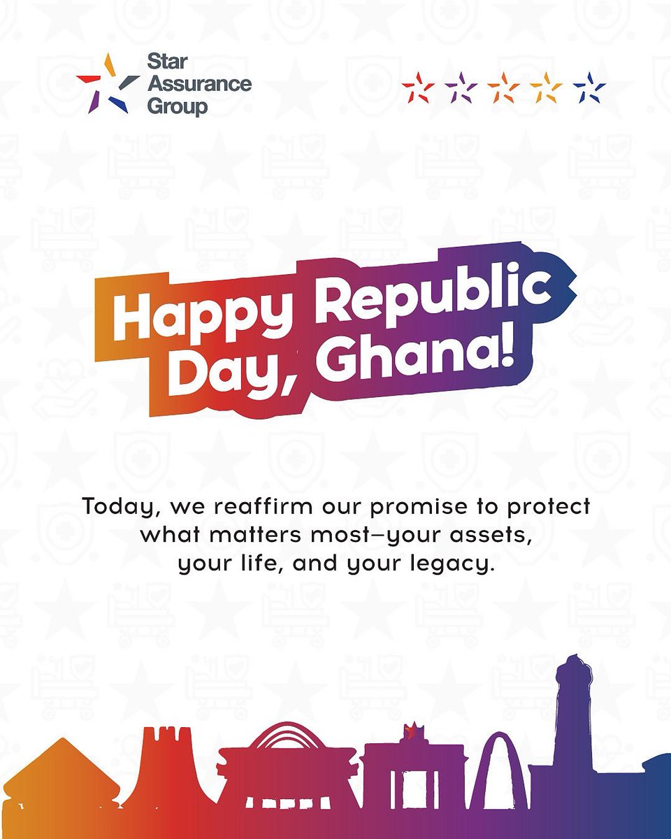 🇬🇭 Happy Republic Day, Ghana!
Today, we celebrate the strength of our nation and the freedom that shapes our future. At Star Assurance Group, we renew our promise to protect what matters most.

#RepublicDayGhana #StarAssuranceGroup #ProtectingWhatMatters #GhanaStrong #Legacy