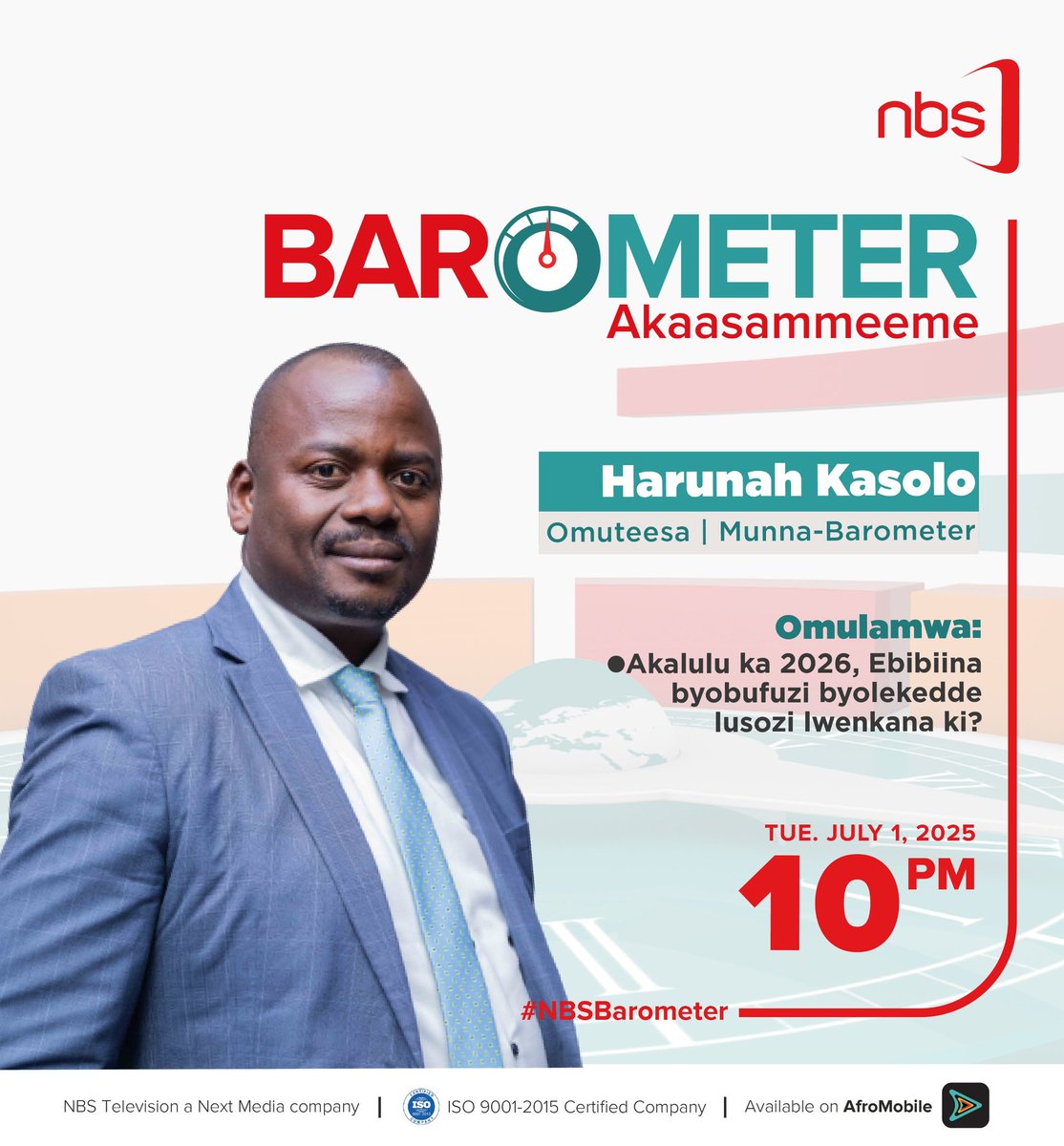 McPercyUg (@mcpercyug) on Twitter photo Tune in at 10pm <a href="/nbstv/">NBS Television</a> #NBSBarometer with <a href="/adam_kungu/">Kungu Al-mahadi Adam</a> panelists <a href="/rwomchechen/">CHARLES RWOMUSHANA</a> <a href="/HonKyeyune/">Hon. Haruna Kyeyune Kasolo</a> <a href="/MubarakMunyagwa/">Hon. Mubarak Munyagwa</a> stream live via <a href="/afromobileug/">AfroMobile</a> app #NBSUpdates <a href="/MulindeFaisal/">Mulinde Faisal Kibuye</a> <a href="/TimothyMaganda/">Timothy Maganda</a> Tune in at 10pm <a href="/nbstv/">NBS Television</a> #NBSBarometer with <a href="/adam_kungu/">Kungu Al-mahadi Adam</a> panelists <a href="/rwomchechen/">CHARLES RWOMUSHANA</a> <a href="/HonKyeyune/">Hon. Haruna Kyeyune Kasolo</a> <a href="/MubarakMunyagwa/">Hon. Mubarak Munyagwa</a> stream live via <a href="/afromobileug/">AfroMobile</a> app #NBSUpdates <a href="/MulindeFaisal/">Mulinde Faisal Kibuye</a> <a href="/TimothyMaganda/">Timothy Maganda</a>