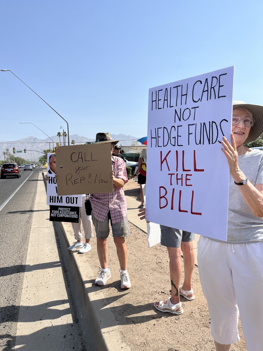 NationalNurses's tweet photo. Union nurses rallied in Tuscon, AZ this morning to urge @RepCiscomani to stand with us – not with the billionaires – and say no cuts to #Medicaid! https://t.co/V6xFAJwpMY