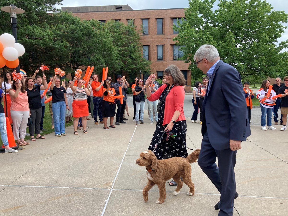 RIT_GovComm's tweet image. Welcome to #RIT President Sanders, wife Emily, and Ollie! @RITtigers are very excited to get to work for our #students. We are so happy to have you here.