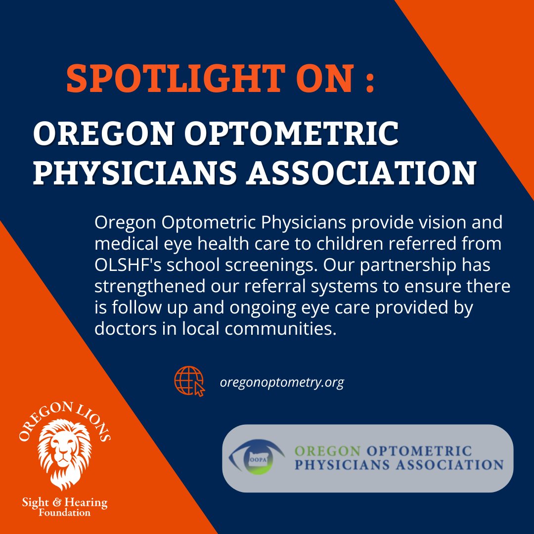 👁️‍🦁 Thank you to the Oregon Optometric Physicians Association for providing vision and medical eye care to children referred from OLSHF’s screenings. Our partnership ensures follow-up and ongoing local care. Learn more at oregonoptometry.org!
