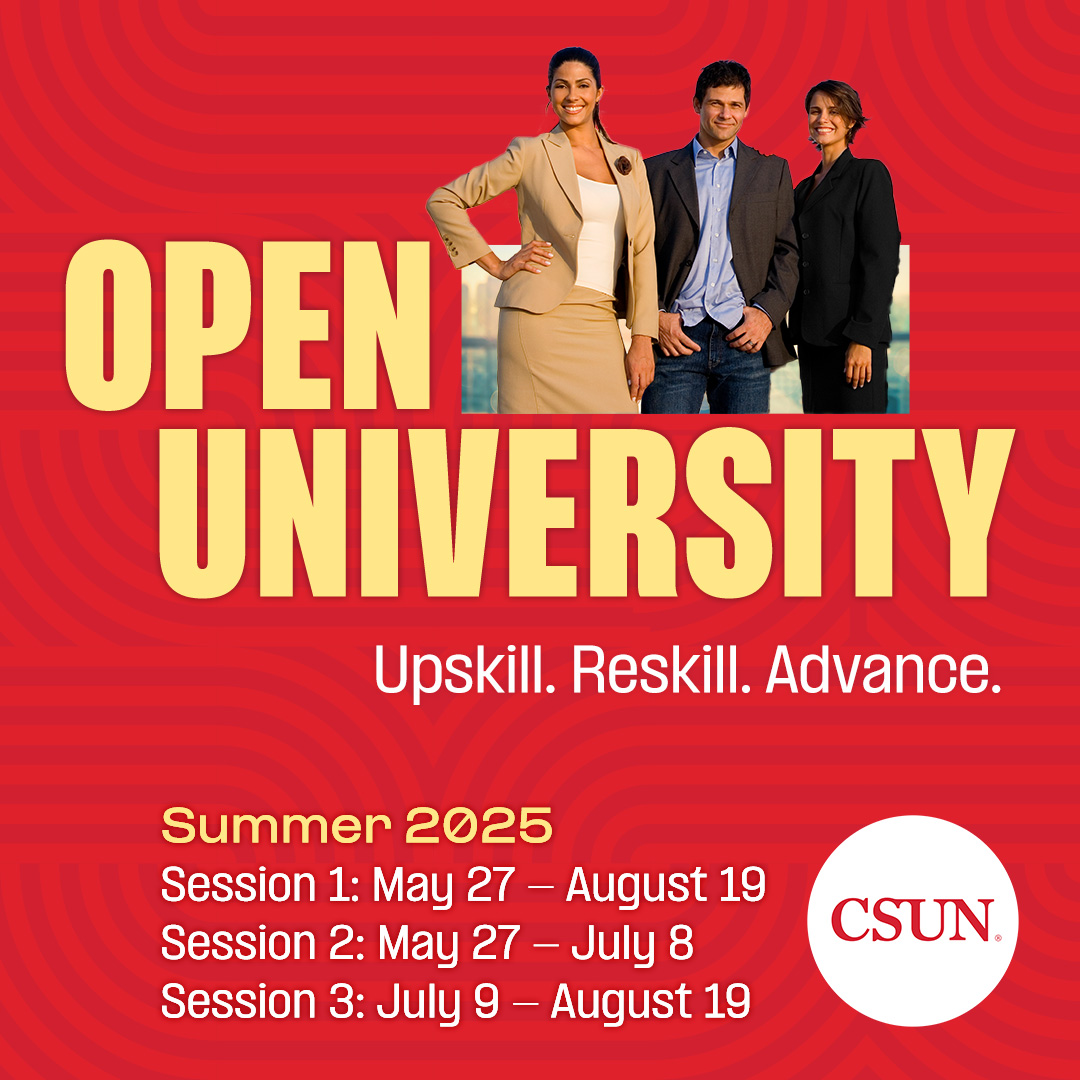 csun_tseng's tweet image. 🚨 Final call! Take university classes without admission—CSUN Open University Session 3 starts July 9. Earn transferable credits &amp;amp; stay on track. Register ASAP! 🔗 CSUN.edu/summer