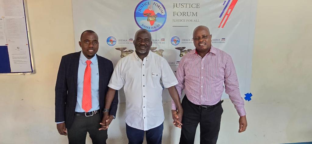 jeema256's tweet image. Today, Mr. Godwin Kanyesige and Mr. Tukamushaba Peterson, aspiring MP candidates from Rukungiri District, picked up Expression of Interest forms from the head office, which were handed to them by the party Secretary General, Mr. Kateregga Mohamed.