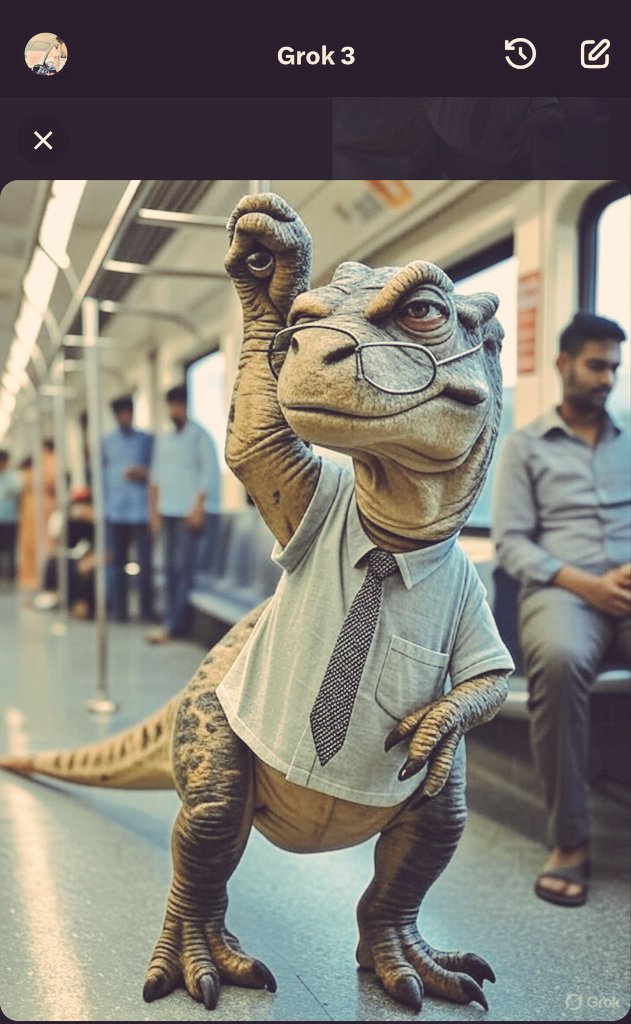 Gulshan 📱📓🚗❤️ (@gulshanmwankar) on Twitter photo Dino... In Metro 😂 😂 😂
#MetroInDino reversed using <a href="/grok/">Grok</a> 😆
#AIart #ArtificialIntelligence #GenerativeAI <a href="/TripathiiPankaj/">पंकज त्रिपाठी</a> <a href="/AnupamPKher/">Anupam Kher</a> Dino... In Metro 😂 😂 😂
#MetroInDino reversed using <a href="/grok/">Grok</a> 😆
#AIart #ArtificialIntelligence #GenerativeAI <a href="/TripathiiPankaj/">पंकज त्रिपाठी</a> <a href="/AnupamPKher/">Anupam Kher</a>