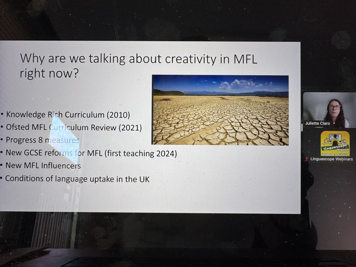 Crista (@cristahazell) on Twitter photo So why #creativity in languages now? asks Juliette Claro in tonight’s <a href="/linguascope/">Linguascope</a> webinar #mfltwitterati #mflchat #langchat #creativity #creativecurriculum So why #creativity in languages now? asks Juliette Claro in tonight’s <a href="/linguascope/">Linguascope</a> webinar #mfltwitterati #mflchat #langchat #creativity #creativecurriculum