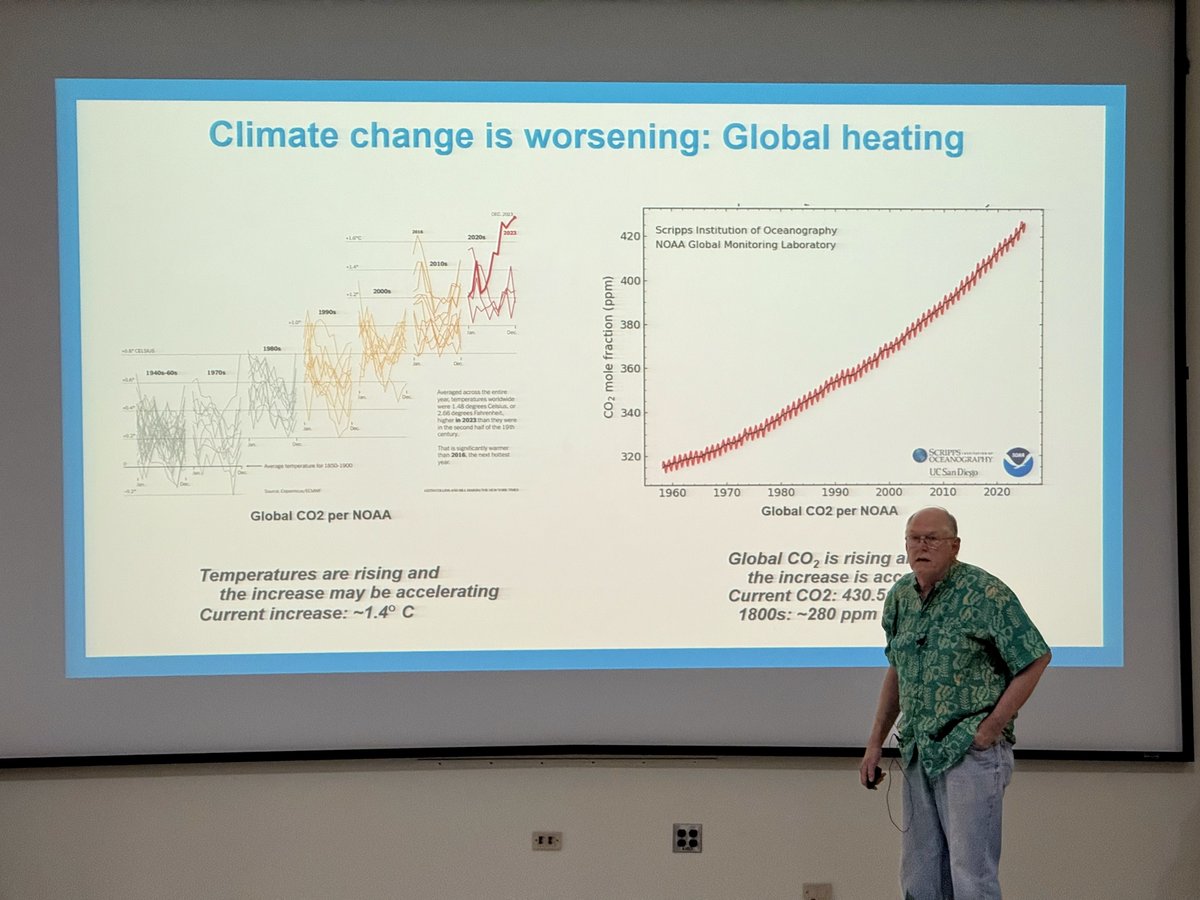 UMBS's tweet image. “The trajectory says we’re in trouble,” said Dr. Larry Junck, a neurologist studying how brain health is compromised by climate change, during his @UMBS lecture. The researcher &amp;amp; professor emeritus of neurology at @UMich discussed the health effects of climate change &amp;amp; pollution.