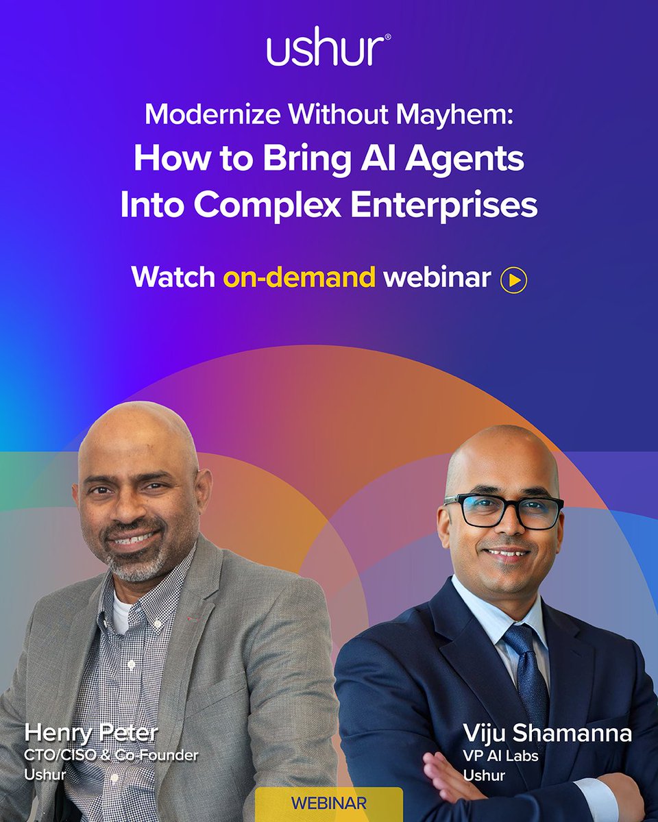 Missed our live webinar on #AIAgents in complex enterprises? Watch the on-demand recording for expert insights on safe, strategic #AI adoption in regulated industries from Ushur’s Henry Peter and Vijayendra Shamanna. hubs.ly/Q03vv5GY0 #AgenticAI #AIAgent #EnterpriseAI #CX