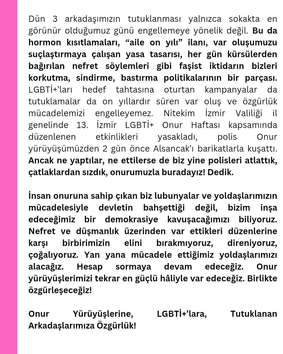 İzmir LGBTİ+ Onur Haftası tweet media